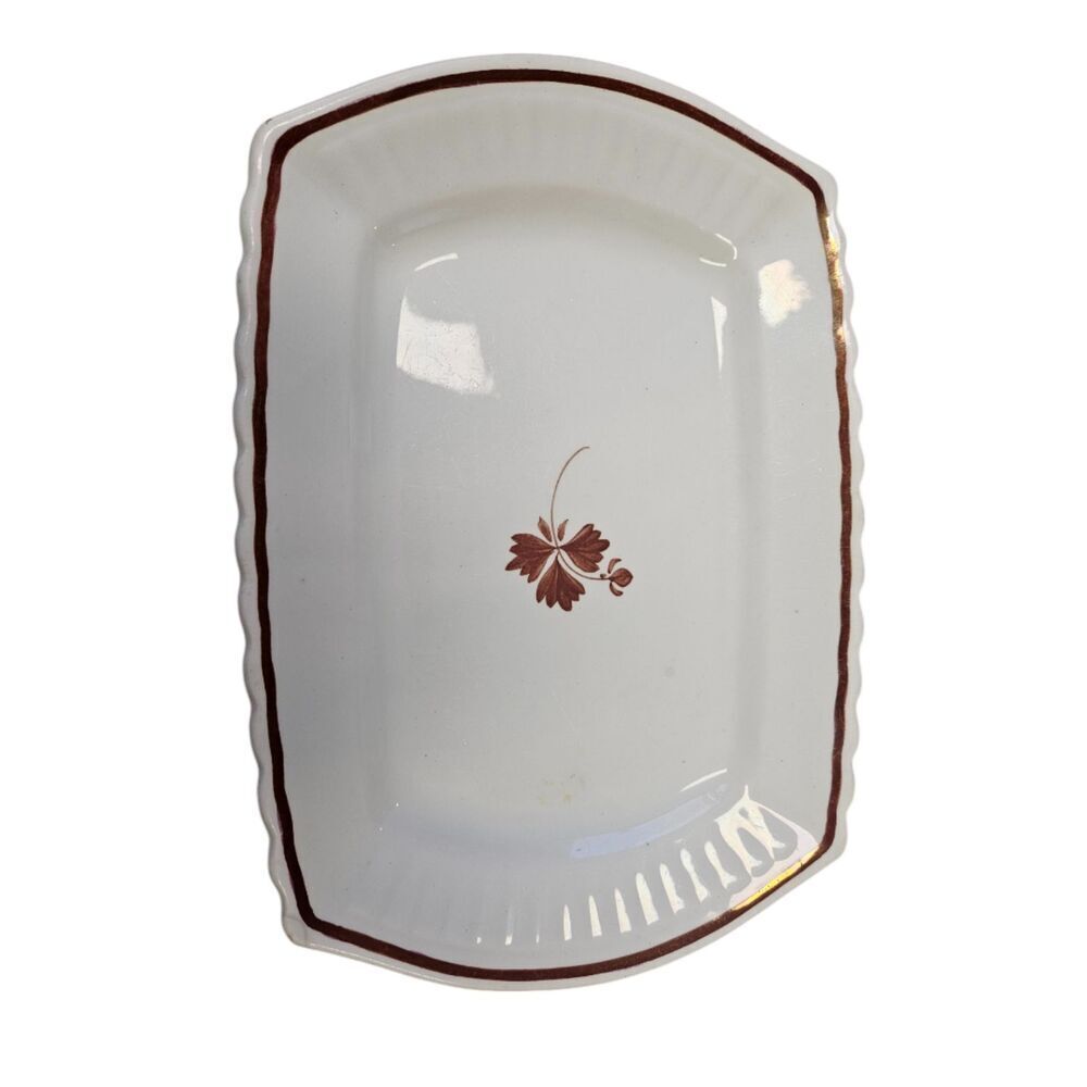 Rectangle Serving Platter "Tea Leaf" Pattern by H. Burgess, England 11.5 x8